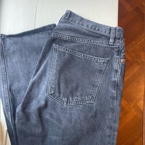 Agolde Lana Mid Rise Straight Jeans Washed Black